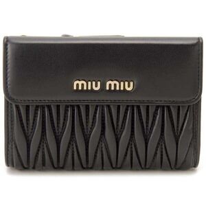 Miu Miu Bifold Wallet Black Matelasse